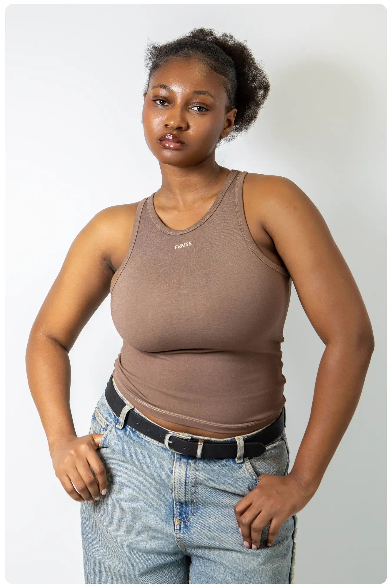 Luxury Racer Back Tank Top Soft Brown