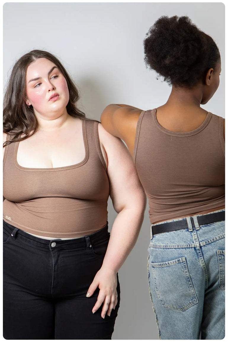 Luxury Soft Brown Square Neck Luxury Tank Top 