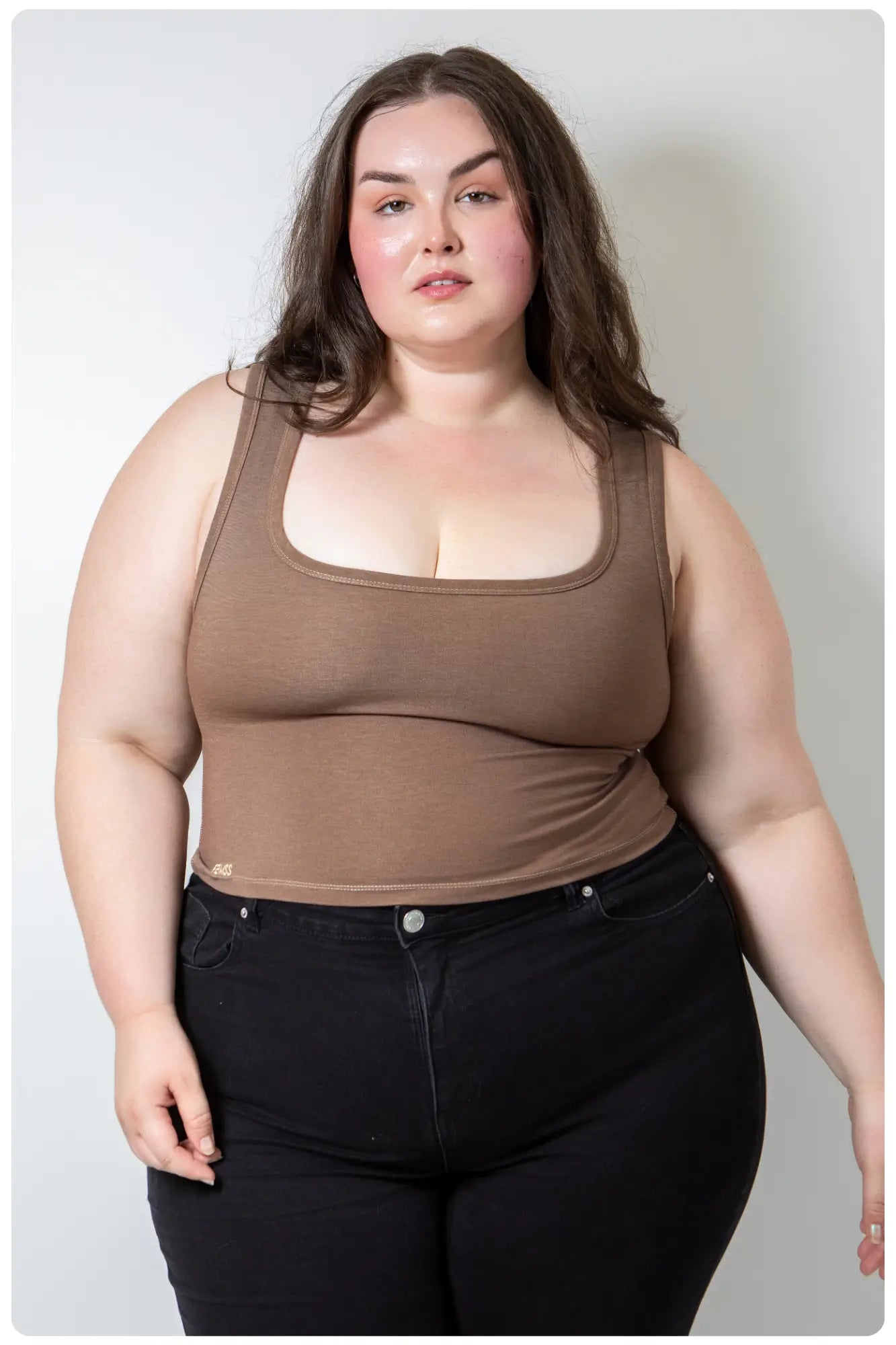 Luxury Square Neck Tank Top Soft Brown