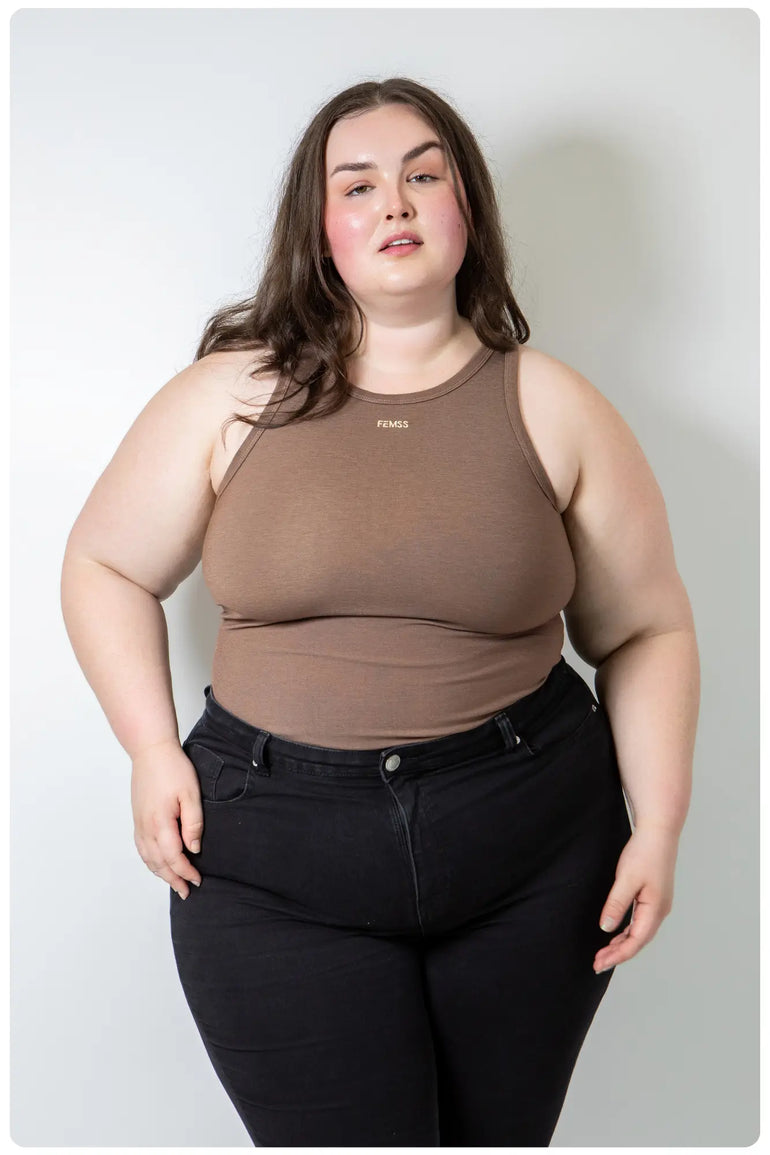   Soft Brown  Racer Back Tank Top Luxury