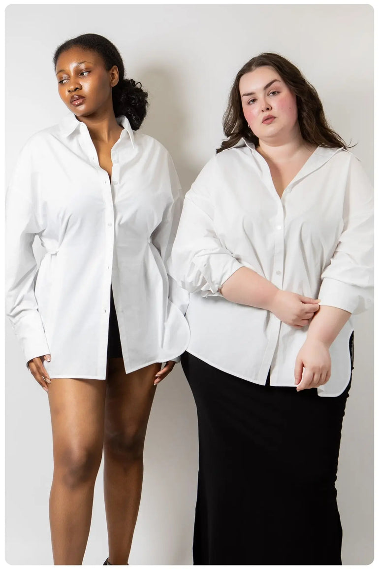 adjustable waist cotton poplin shirt for women